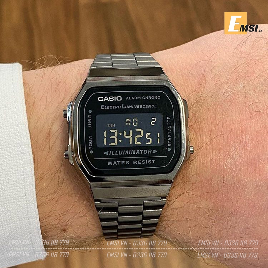 Casio A168WGG-1BDF - Đồng Hồ Nam - Điện Tử - Kính Nhựa - Size Mặt 36.5mm - Bảo Hành 5 Năm - Chính Hãng