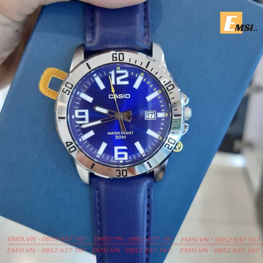 Casio MTP-VD01L-2B - Đồng hồ nam - Pin / Quartz - Size mặt 45mm - Kính khoáng EMSI.VN