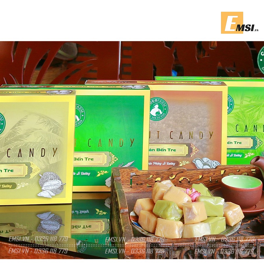Đặc sản: Kẹo dừa nguyên chất với 4 hương vị ít đường hộp 400gr