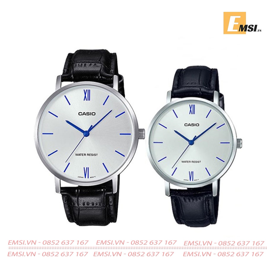 Đồng Hồ Casio Cặp Đôi MTP-VT01L-7B1UDF & LTP-VT01L-7B1UDF Dây Da - Mặt Số La Mã - Chống Nước