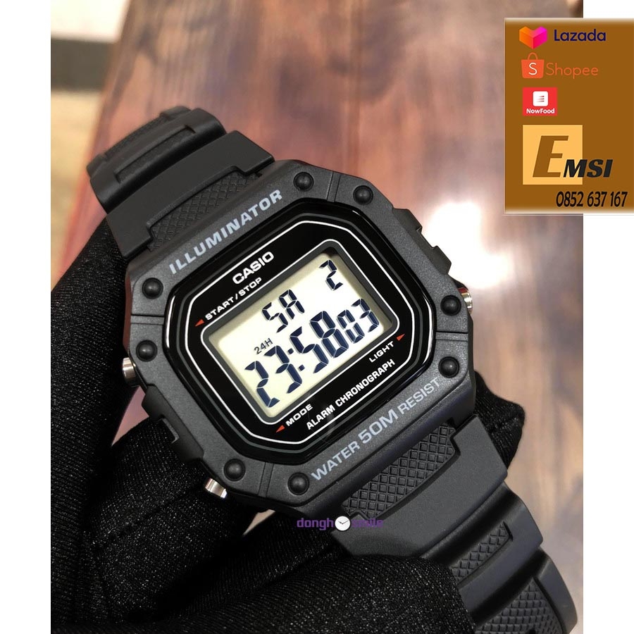 Đồng hồ CASIO 43 mm Nam W-218H-1AVDF - Dây Nhựa Casio Standard - Emsi.vn