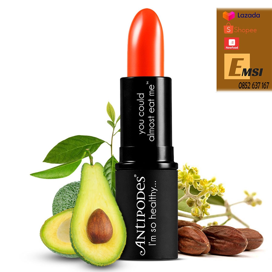 Antipodes Son Môi Thiên Nhiên Màu #5 Cam Tươi Antipodes Lipstick Piha Beach Tangerine 425 4g