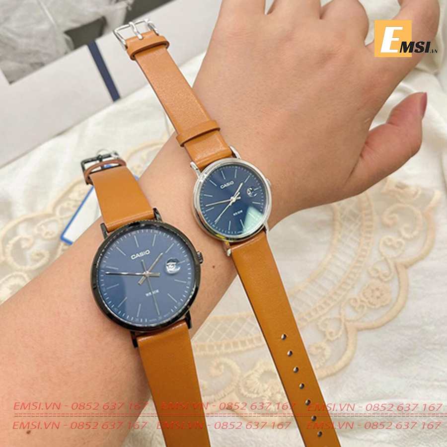Đồng Hồ Casio Cặp Đôi MTP-E175BL-2EVDF & LTP-E175L-2EVDF Size nữ 32mm, Size nam 38mm EMSI.VN