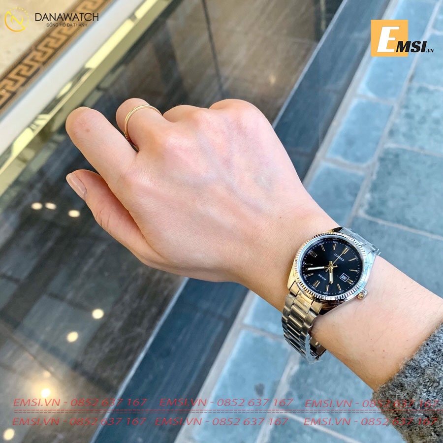 Đồng Hồ Cặp Đôi Casio MTP-1302D-1A2VDF Và LTP-1302D-1A2VDF Dây Kim Loại, Size mặt Nam 38,5 & Nữ 30,2mm EMSI.VN
