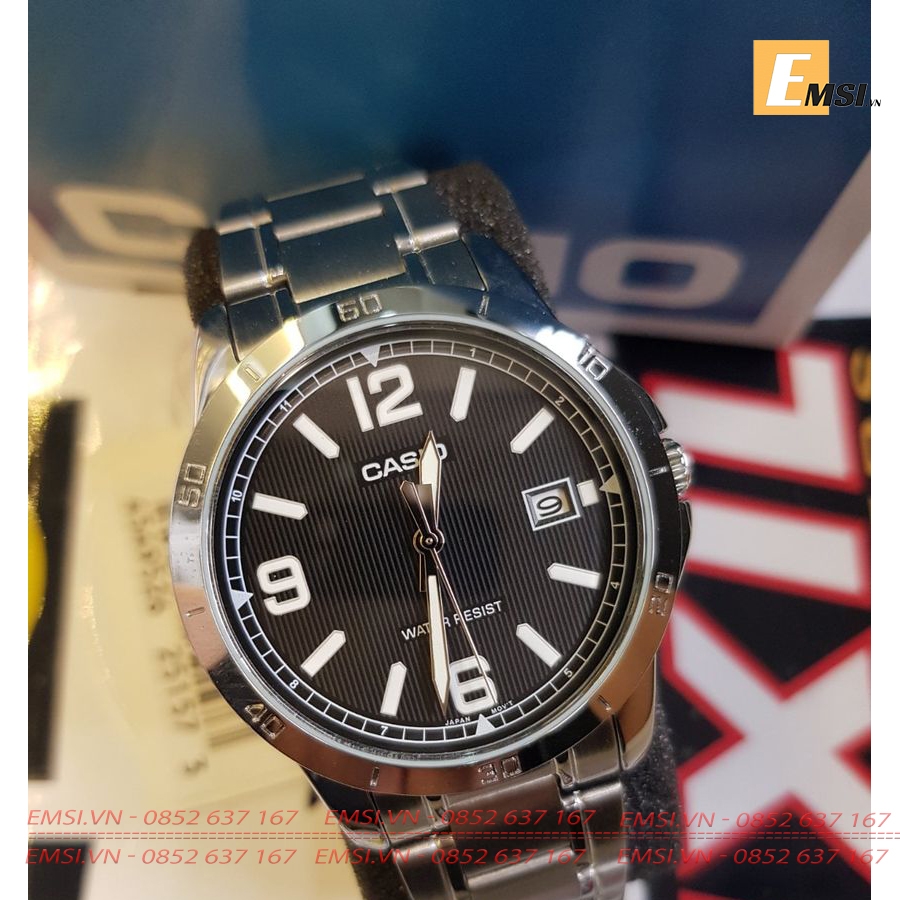 Đồng Hồ Casio Cặp Đôi MTP-V004D-1B2UDF & LTP-V004D-1B2UDF nam size 41,5mm, đồng hồ Casio nữ size 30,2mm EMSI.VN