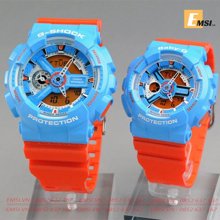 Đồng Hồ Cặp Đôi Casio G-Shock & Baby-G GA-110NC-2ADR & BA-110NC-2ADR Size mặt Nam 51,2mm, Size mặt nữ 43,4mm EMSI.VN