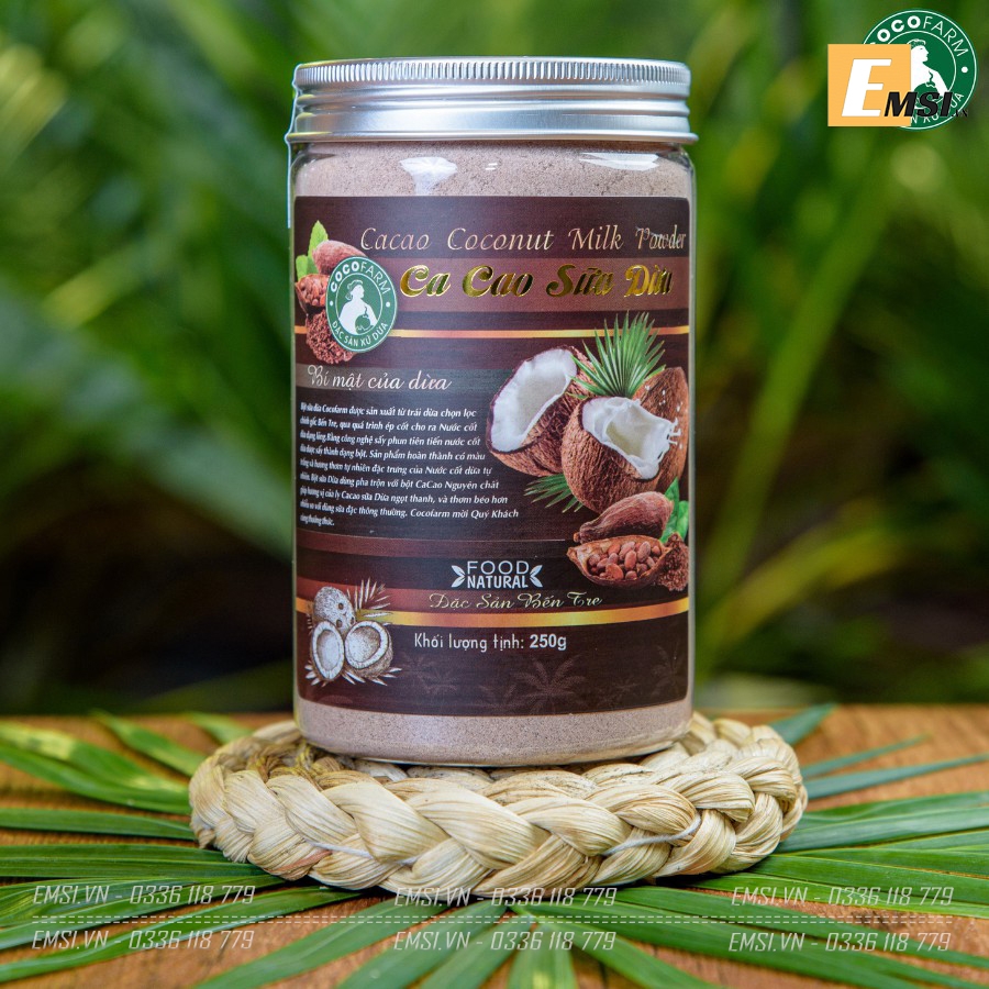 Đặc sản: Bột CACAO Sữa Dừa Cocofarm hủ 250gr