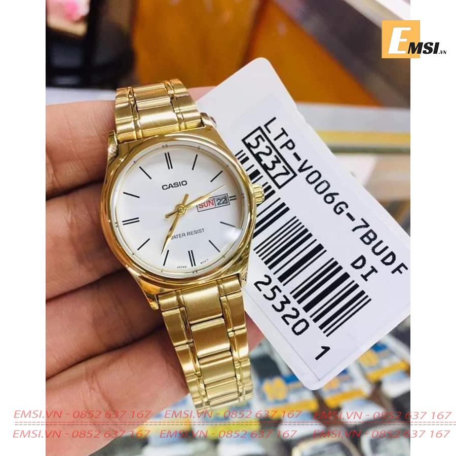 Đồng Hồ Cặp Đôi Casio MTP-V006G-7BUDF & LTP-V006G-7BUDF Dây Kim Loại Mạ Vàng - Chống Nước EMSI.VN