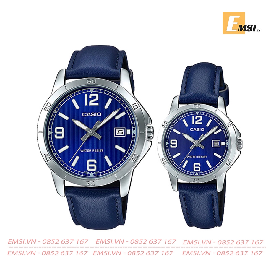 Đồng Hồ Casio Cặp Đôi MTP-V004L-2BUDF Và LTP-V004L-2BUDF dành cho Nam/ Nữ nam size 41,5mm, đồng hồ nữ size 30,2mm EMSI.VN