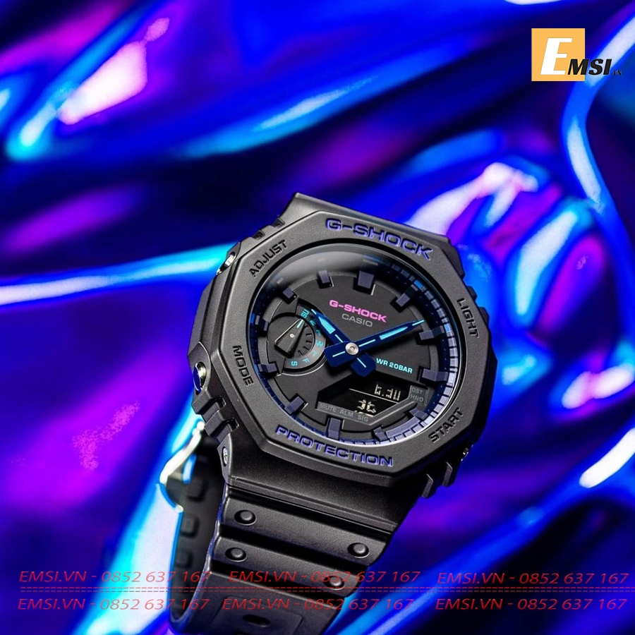 GA-2100VB-1A | Đồng Hồ Casio | G-Shock | Nam | Dây Nhựa | Cấu Trúc Bảo Vệ Lõi Carbon | Chống Nước WR20BAR