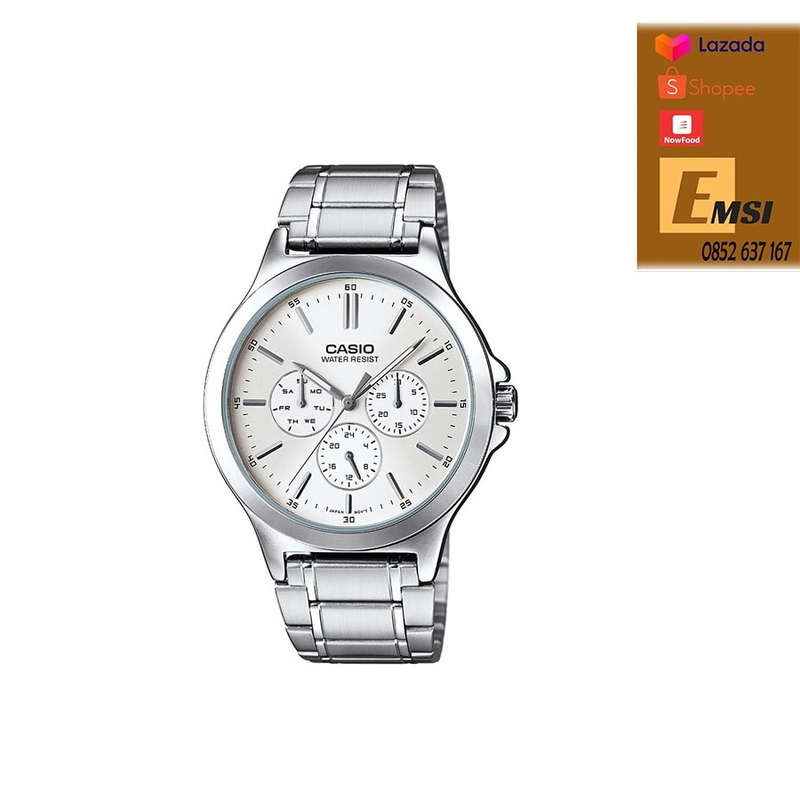 Đồng hồ Casio Nam MTP-V300D-7A | đồng hồ na dây thép mặt trắng | 41MM