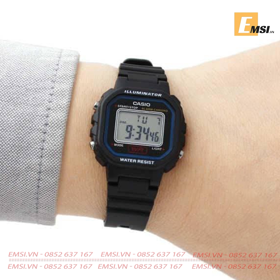 Đồng Hồ Casio Cặp Đôi W-218H-1AVDF & LA-20WH-1CDF Size mặt 43,2mm & 30,4mm EMSI.VN
