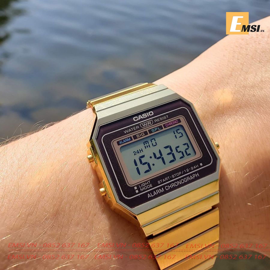Casio A700WG-9ADF - Đồng Hồ Unisex - Điện Tử - Kính Khoáng - Size Mặt 35.5mm EMSI.VN