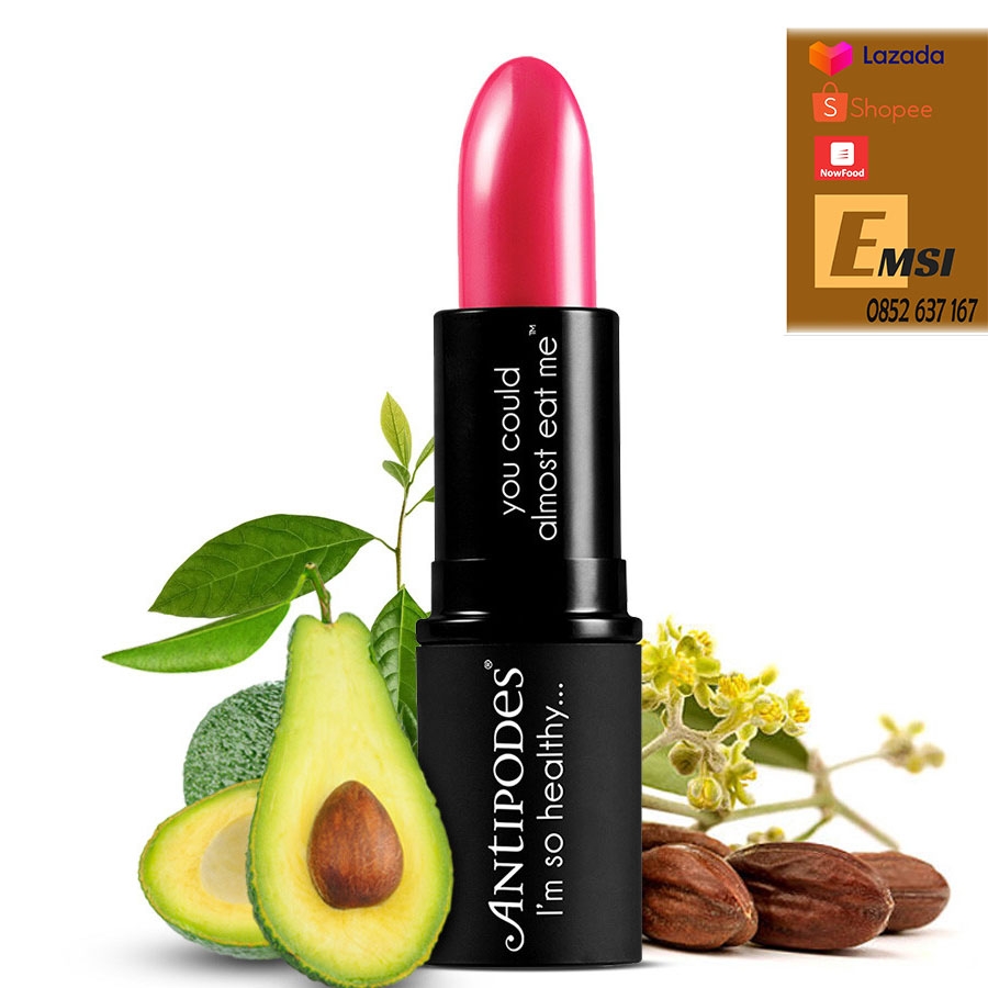 Antipodes Son Môi Thiên Nhiên Màu #9 Hồng Tươi Antipodes Lipstick Dragon Fruit Pink 332 4g