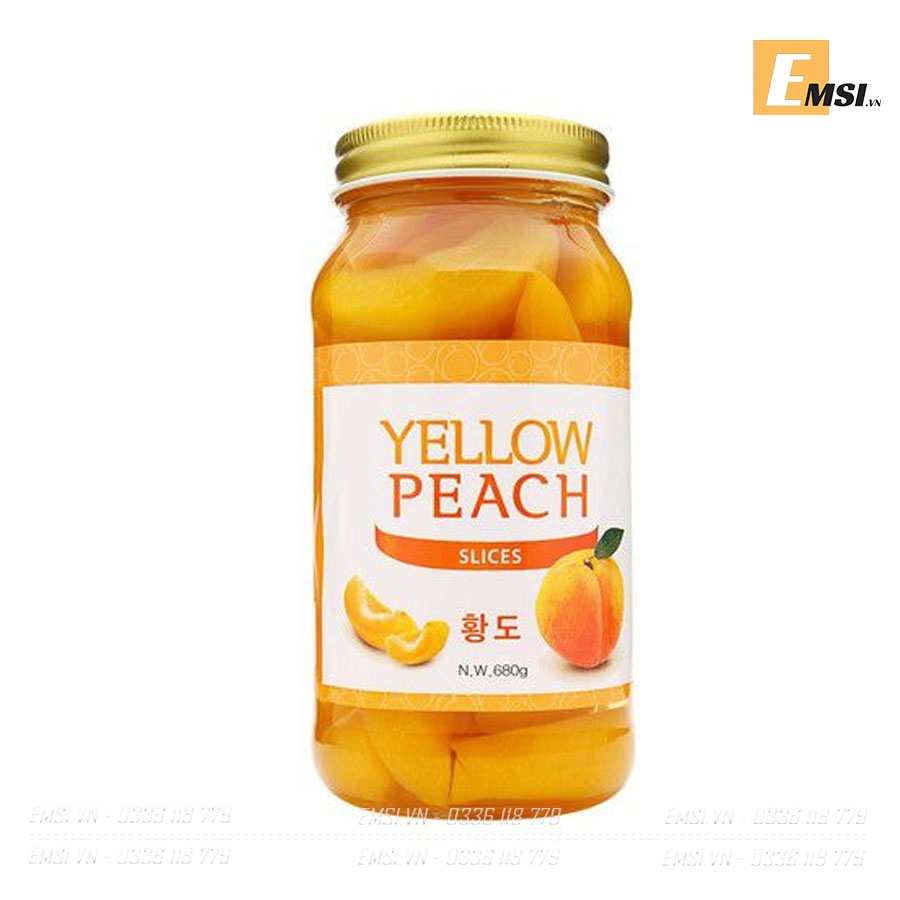 Đào vàng ngâm Hàn Quốc Yellow Peach hủ 680gr