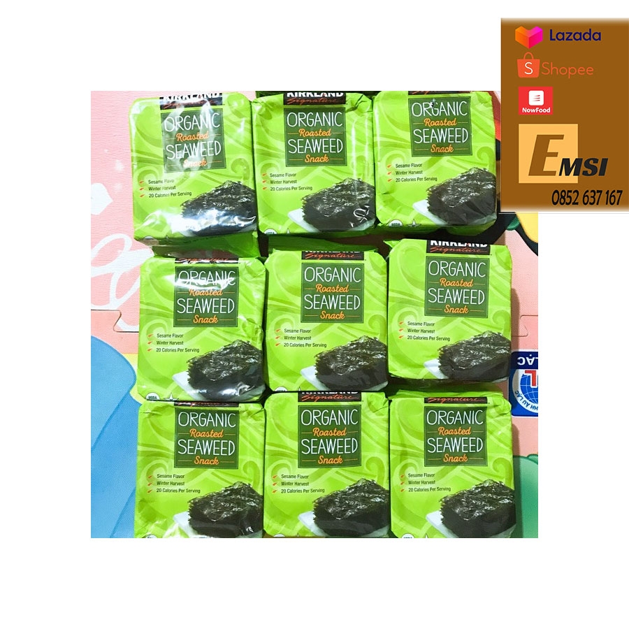 Rong biển sấy khô ăn liền Kirkland Organic Seaweed 17g