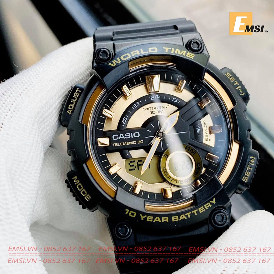 Casio AEQ-110BW-9A - Kính nhựa - Đồng hồ nam - Đồng hồ điện tử - Size mặt 46.6mm EMSI.VN
