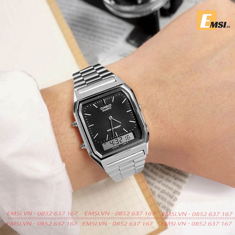 Casio AQ-230A-1DMQ - Đồng Hồ Unisex - Điện Tử - Kính Nhựa - Size Mặt 29.8mm - Bảo Hành 5 Năm - Chính Hãng