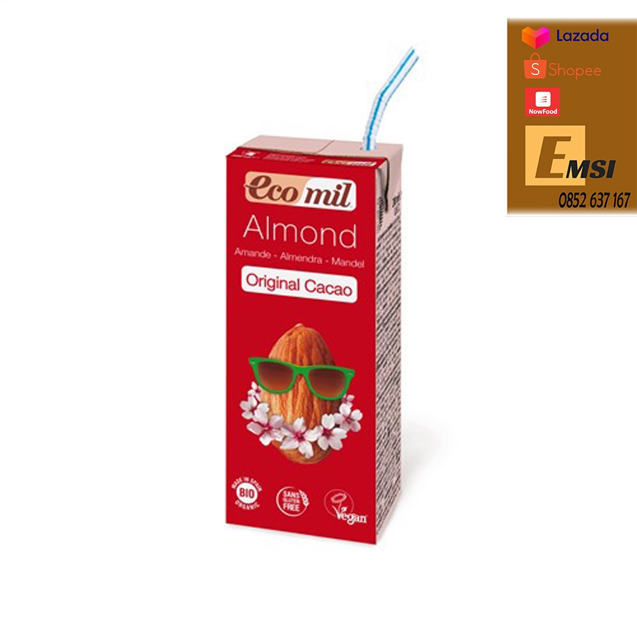 Nước hạnh nhân cacao hữu cơ 200ml - EcoMil