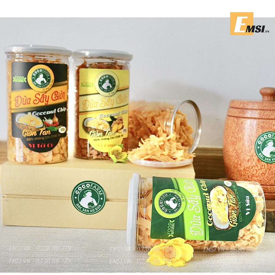 Đặc sản: Dừa sấy giòn đủ vị hủ 200gr