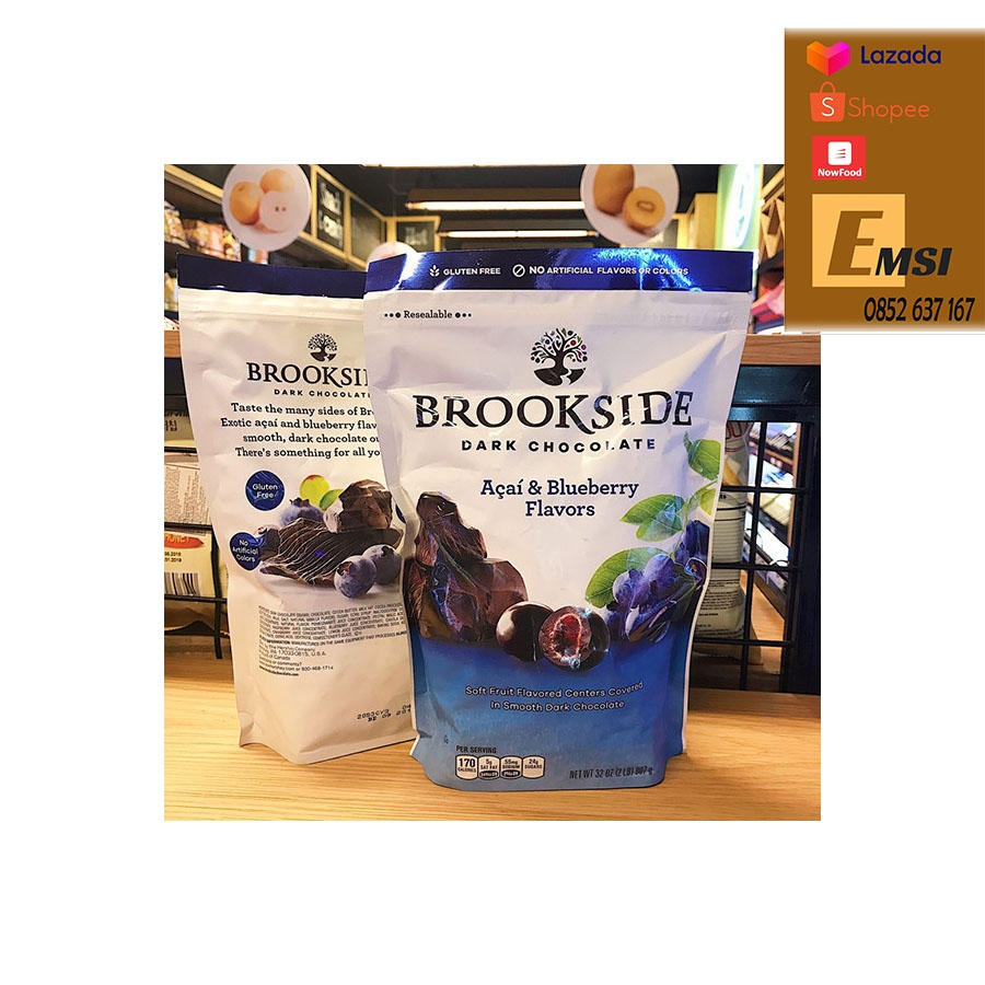 Kẹo Socola Đắng Nhân Việt Quất Brookside của Mỹ 907g