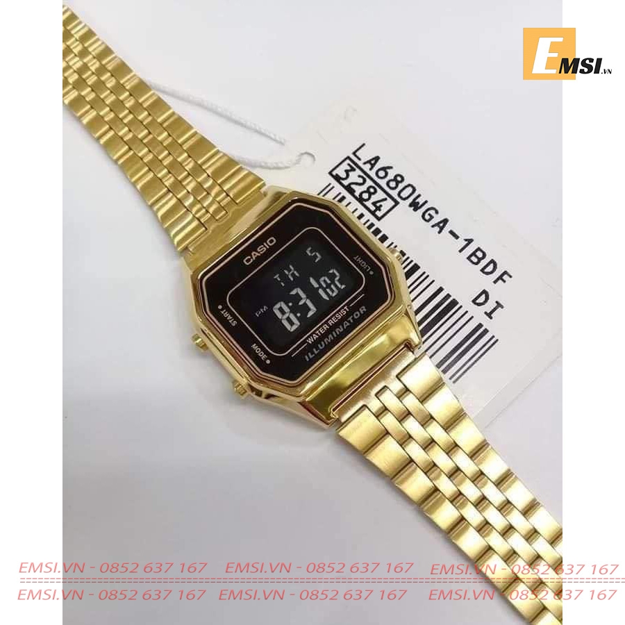 Casio LA680WGA-1BDF - Đồng Hồ Unisex - Điện Tử - Size Mặt 28.5mm - Kính Nhựa EMSI.VN