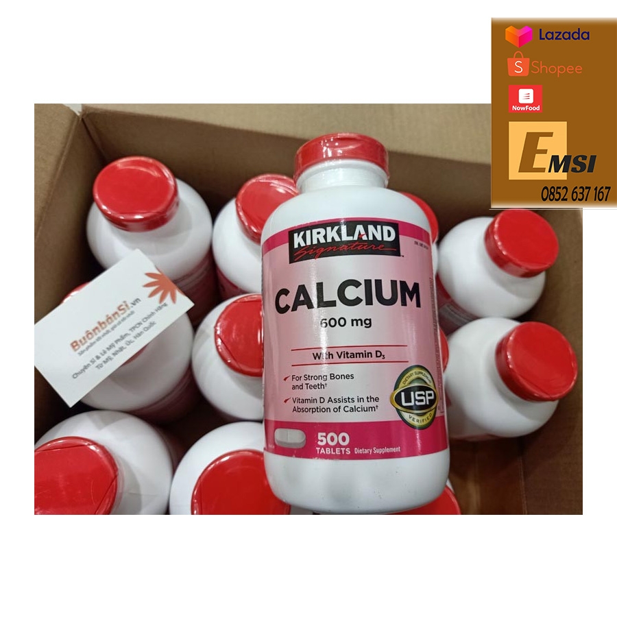 Kirkland Viên Uống Hỗ Trợ Bổ Sung Canxi 600mg & Vitamin D3 Calcium 500 Viên