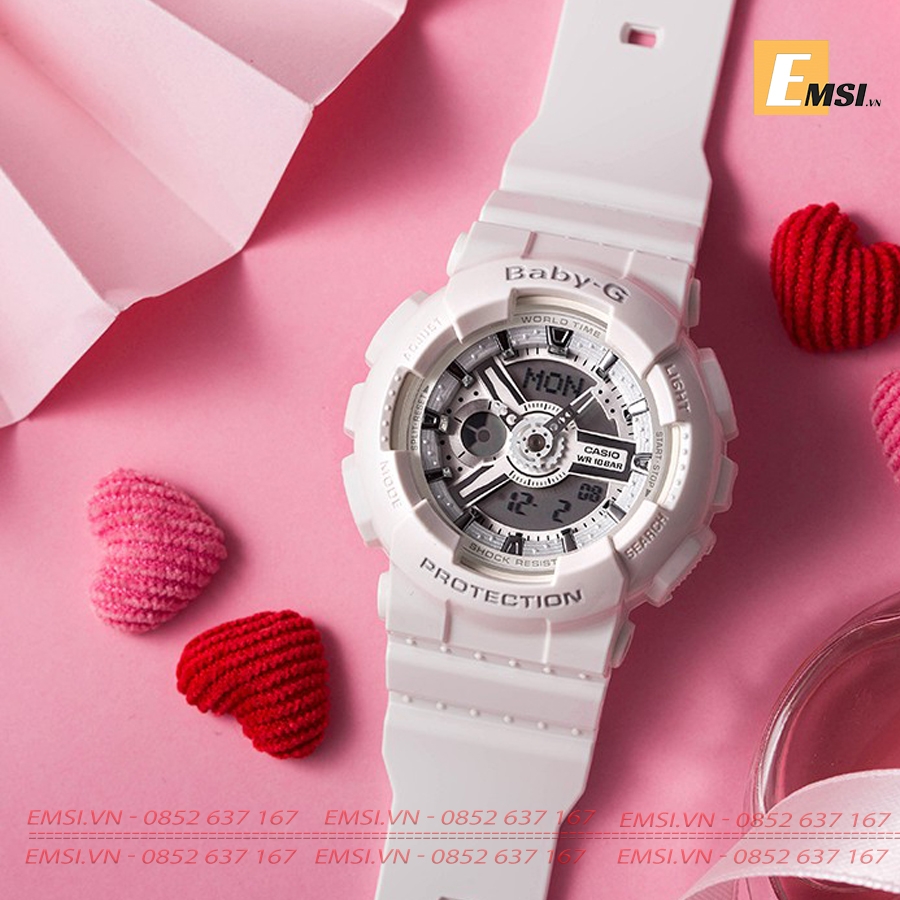 Đồng Hồ Casio Cặp Đôi G-Shock & Baby-G GA-100MW-7ADR & BA-110-7A3DR Size mặt 51,2mm & 43,4mm EMSI.VN
