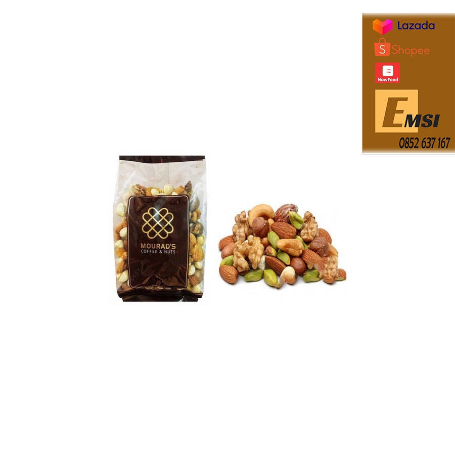 Hạt Dinh Dưỡng Hỗn Hợp Sấy Khô Mourad's Macca hạnh nhân, óc chó, hạt dẻ, hạt diều, nho khô tui 500g