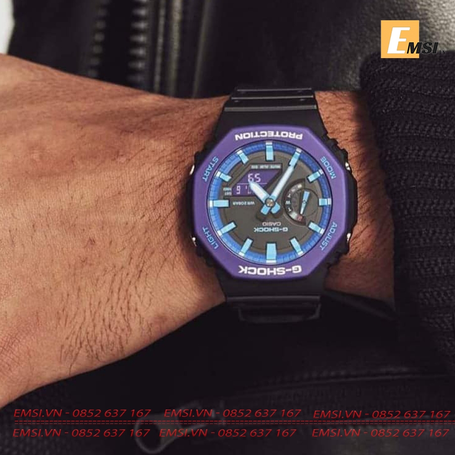 Đồng Hồ Casio G Shock GA-2100THS-1A - Nam - Dây Nhựa Màu Đen - Viền Mặt Màu Tím
