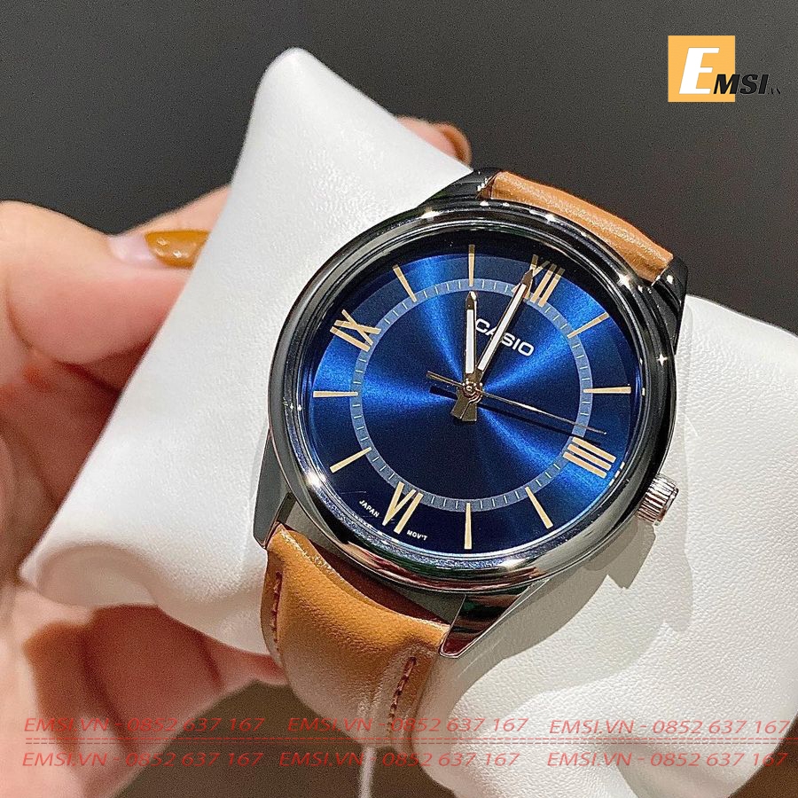 Đồng Hồ Casio Cặp Đôi MTP-V005L-2B5UDF & LTP-V005L-2BUDF size mặt nam 40mm, Size mặt nữ 28,2 mm EMSI.VN