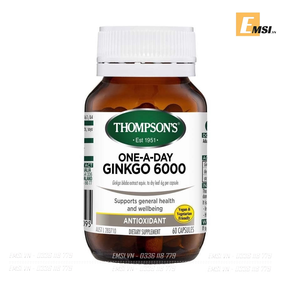 Thực phẩm chức năng Viên tuần hoàn máu não Thompson’s Ginkgo 6000mg 60 viên