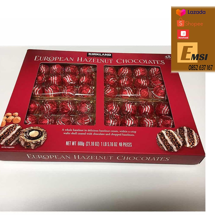 Socola bọc hạt phỉ Kirkland European Hazelnut Chocolates 48 viên
