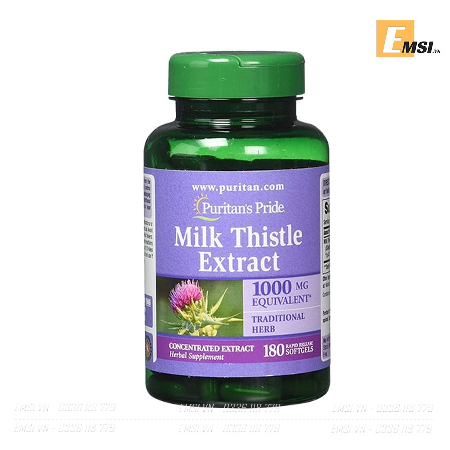 Thuốc bổ gan Milk Thistle Extract Puritan’s Pride 1000 mg 180 viên của Mỹ