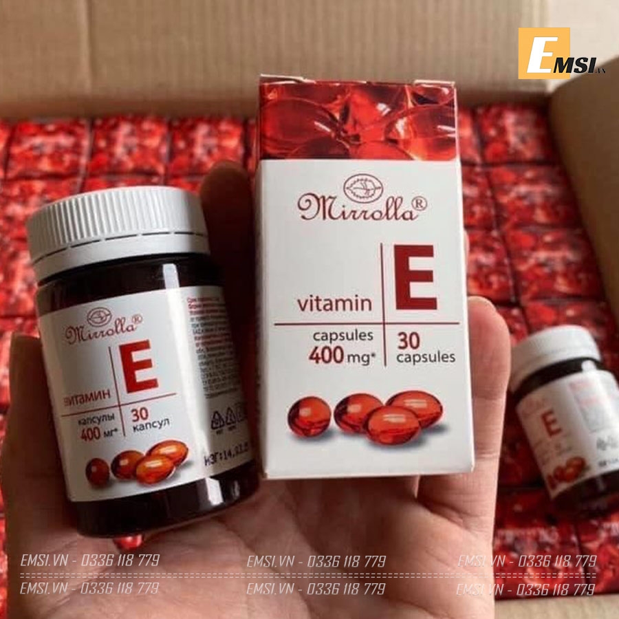 Vitamin E Đỏ Của Nga Mirrolla 270mg Hộp 30 Viên