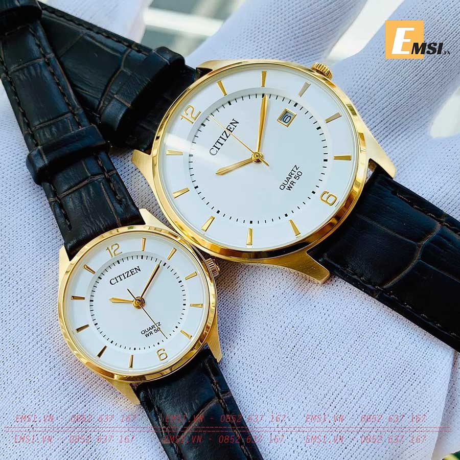 Đồng Hồ Cặp Nam Nữ Citizen BD0043-08B và ER0203-00B Chính Hãng Dây Da Cao Cấp