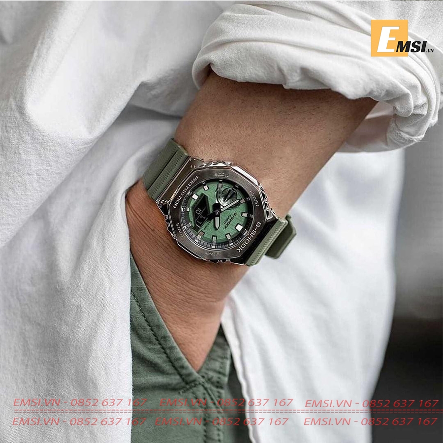 GM-2100B-3A | Đồng Hồ Casio | G-Shock | Nam | Dây Nhựa | Vỏ Thép | WR20BAR - Emsi.vn