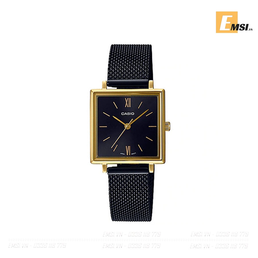 Đồng Hồ Nữ Casio LTP-E155MGB-1BDF Dây Kim Loại Mạ Đen - Mặt Vuông Cá Tính
