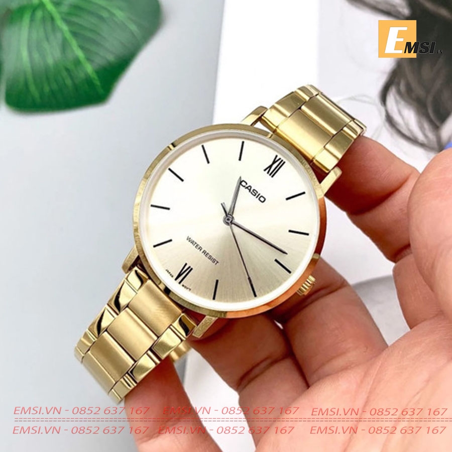 Đồng Hồ Casio Nữ LTP-VT01G-9BUDF Dây Kim Loại Mạ Vàng - Nền Mặt Vàng - Emsi.vn