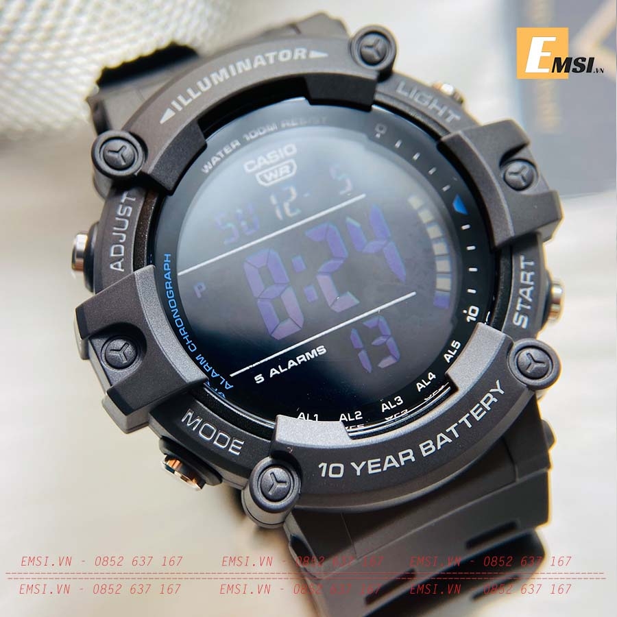 Casio AE-1500WH-1AVDF - Đồng Hồ Nam - Điện Tử - Kính Nhựa - Size Mặt 51mm - Bảo Hành 5 Năm - Chính Hãng - Emsi.vn