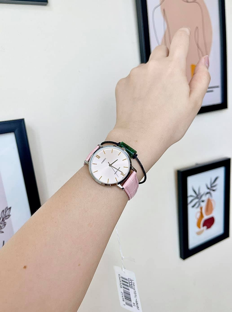 Đồng Hồ Casio Nữ LTP-VT01L-4BUDF Dây Da Màu Hồng - Chính Hãng