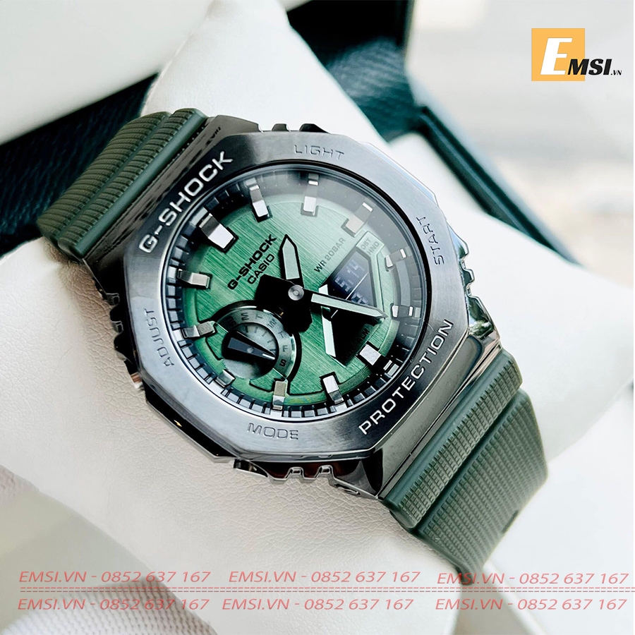 GM-2100B-3A | Đồng Hồ Casio | G-Shock | Nam | Dây Nhựa | Vỏ Thép | WR20BAR - Emsi.vn