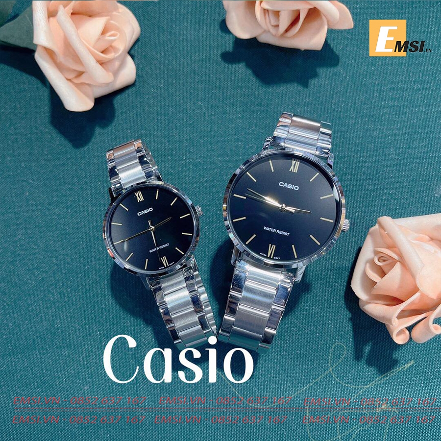 Đồng Hồ Casio Cặp Đôi MTP-VT01D-1BUDF & LTP-VT02D-1AUDF size nữ 30mm, Size nam 40mm EMSI.VN