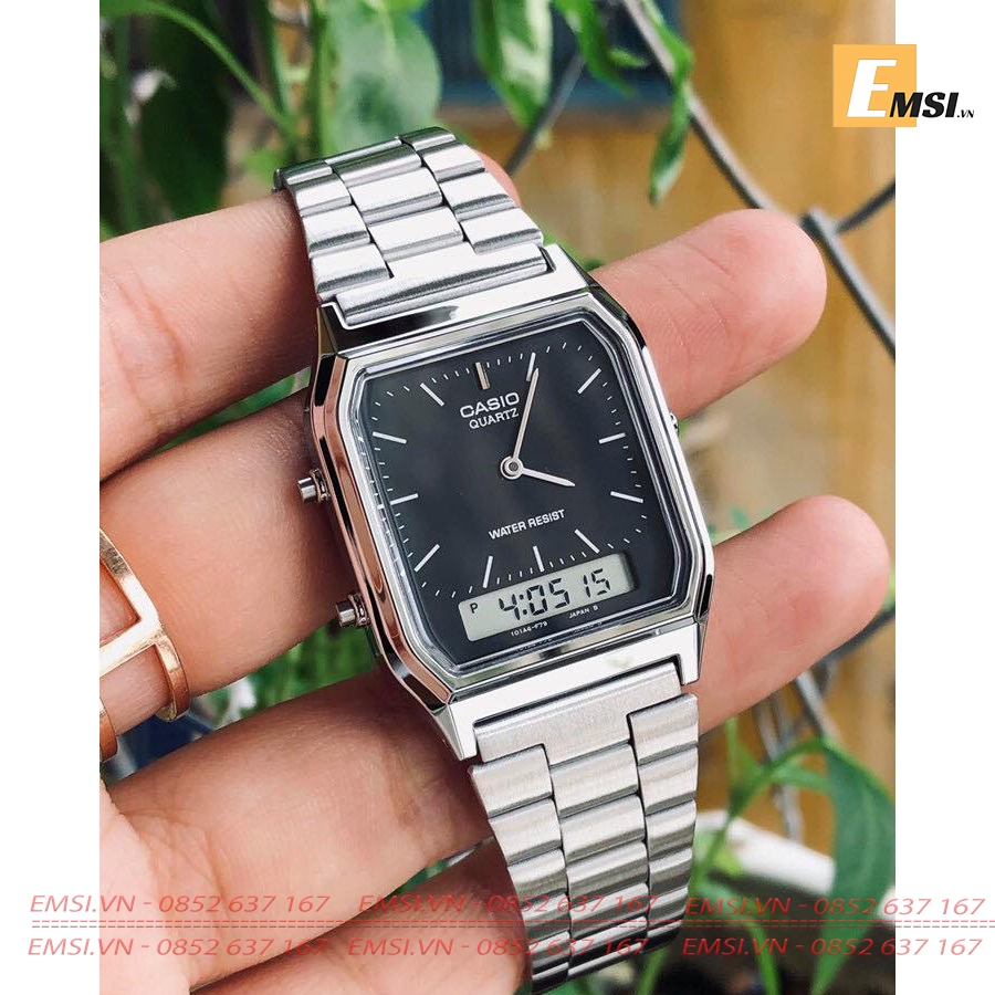 Casio AQ-230A-1DMQ - Đồng Hồ Unisex - Điện Tử - Kính Nhựa - Size Mặt 29.8mm - Bảo Hành 5 Năm - Chính Hãng