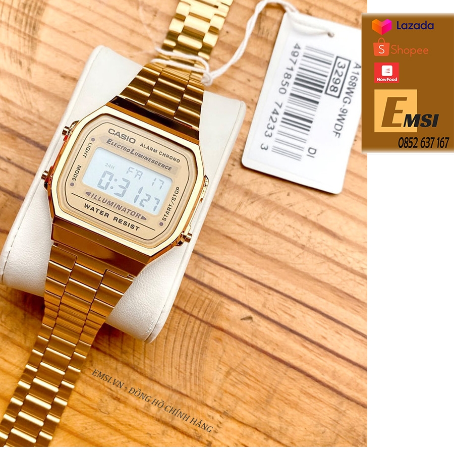 Đồng hồ Casio Nam A168WG-9WDF - 36mm Unisex - Kính Nhựa - Emsi.vn