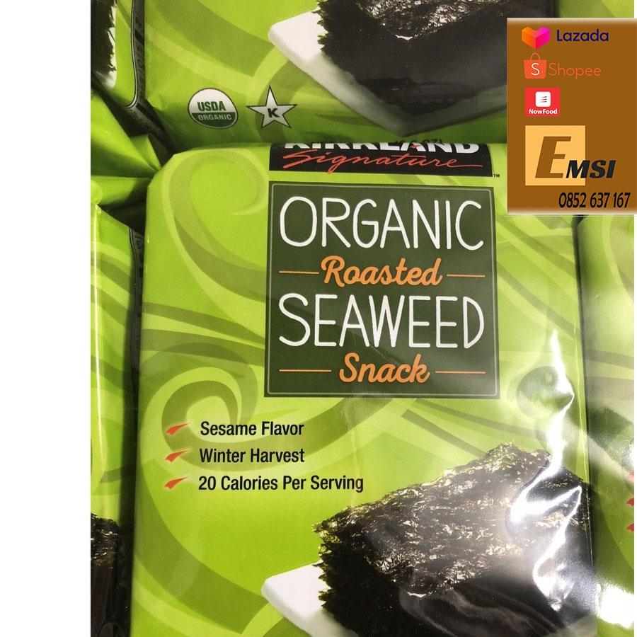Rong biển sấy khô ăn liền Kirkland Organic Seaweed 17g