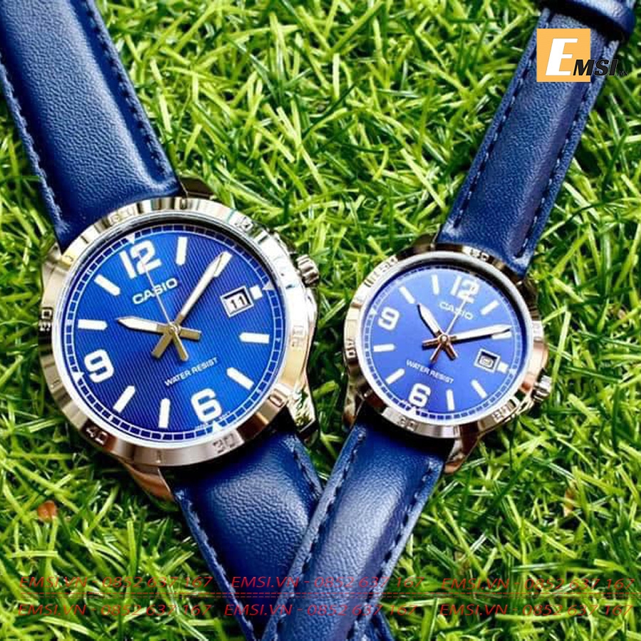 Đồng Hồ Casio Cặp Đôi MTP-V004L-2BUDF Và LTP-V004L-2BUDF dành cho Nam/ Nữ nam size 41,5mm, đồng hồ nữ size 30,2mm EMSI.VN