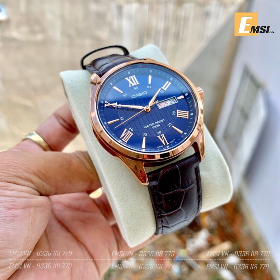 Đồng Hồ Nam Dây Da Casio Mtp 1384L 2A - Chính hãng Emsi.vn - Size 41mm
