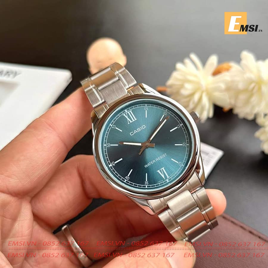 Đồng Hồ Casio Cặp Đôi MTP-V005D-3B & LTP-V005D-2B2 Dây Kim Loại, Size mặt Nam 40mm & 28mm EMSI.VN