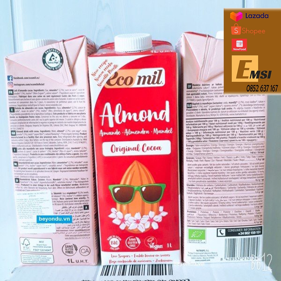 Nước hạnh nhân cacao hữu cơ 200ml - EcoMil
